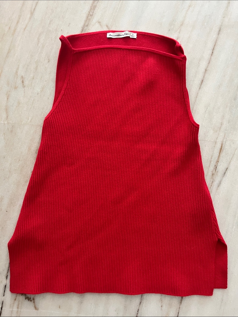 Abercrombie & Fitch Bright Red Ribbed Sleeveless Top